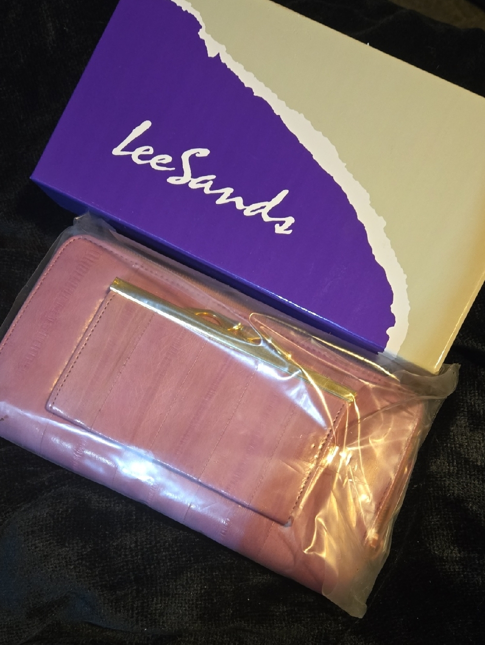 Lee Sands Pink Quilted Women's Wallet with Gold-Tone Clasp